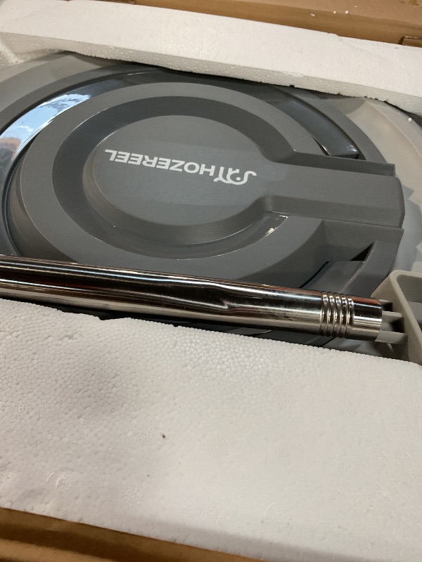 Photo 1 of 110 FT Retractable Garden Hose Reel by HOZEREEL, Outdoor Garden Hose Reels 1/2" - Automatic Self Retract Wall Mount Hose Reel Enclosed Storage, Any Length Lock, 10 Pattern Nozzle-Grey