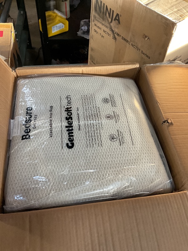 Photo 1 of Bedsure 9x12 Faux Wool Area Rugs for Living Room, Machine Washable Carpet, Non-Slip Backing, Pet Friendly Throw Rug for Bedroom Dining Room, Cream