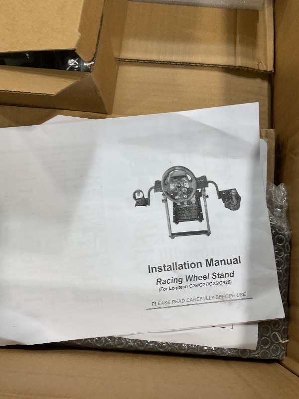 Photo 1 of **Unknown missing assembly pieces **  CXRCY Racing Wheel Stand with Cup Holder Height Adjustable & Foldable Steering Wheel Stand Compatible with Logitech G920 G29 G27 G25 Gaming Cockpit (Wheel and Pedals Not Included)