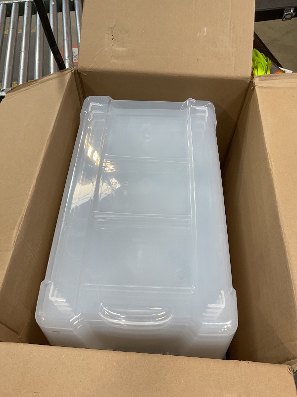 Photo 1 of **DAMAGED CRACKED ** IRIS USA 72 QT Plastic Storage Box with Lid and Latches - 4 Pack - BPA-Free, See-Through Organizing Solution, Durable Nestable Stackable Containers, Secure Pull Handle - Clear