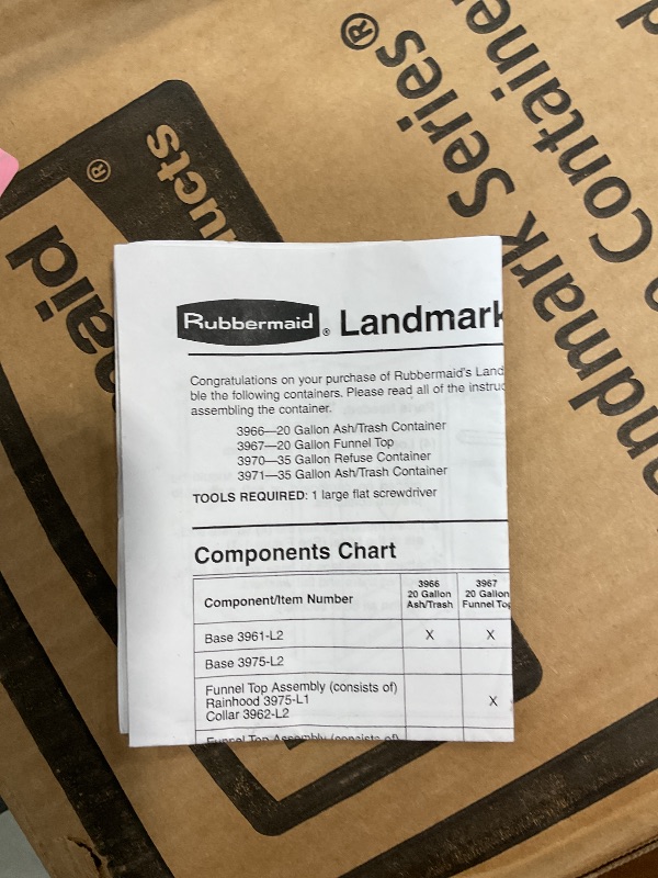 Photo 1 of **MISSING SIDE PANELS**Rubbermaid Commercial Products Landmark Classic Dome Lid Trash Can 50-Gallon Indoor/Outdoor Wastebasket/Garbage Bin for Public Spaces/Mall/Gas Station/School/Hospital/Office/Lobby