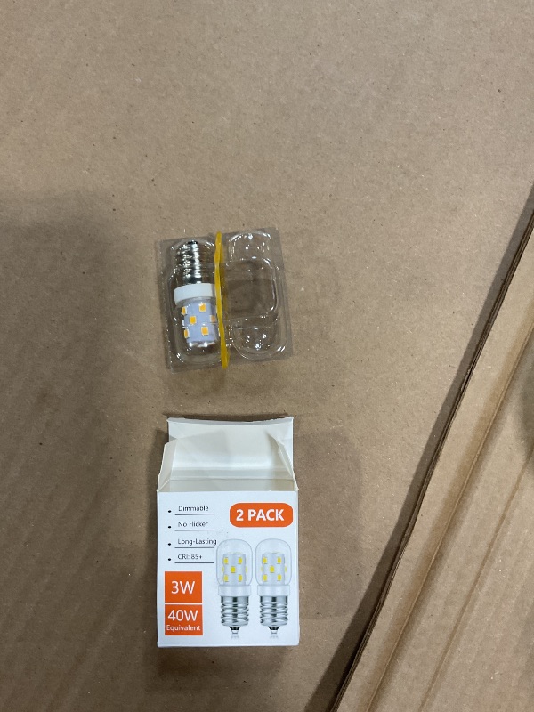 Photo 1 of **MISSING ONE BULB**NETEHA 2 Pack AC 125V E17 Base3W T7 Microwave Dimmable LED Light Bulb, 2800K Warm White Over Stove Appliance Light for Refrigerator, Range Hood, 8206232A Stove Hood