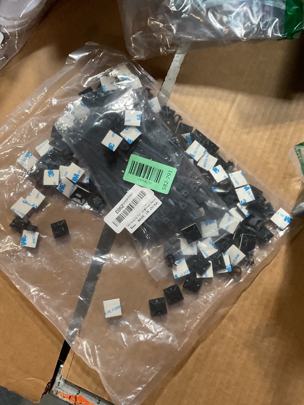 Photo 1 of 140 Pack 3/4" Zip Tie Adhesive Mounts Self Adhesive Cable Base Holders with Multi-Purpose Tie wire clips with screw hole,Anchor stick on wire holder,Black