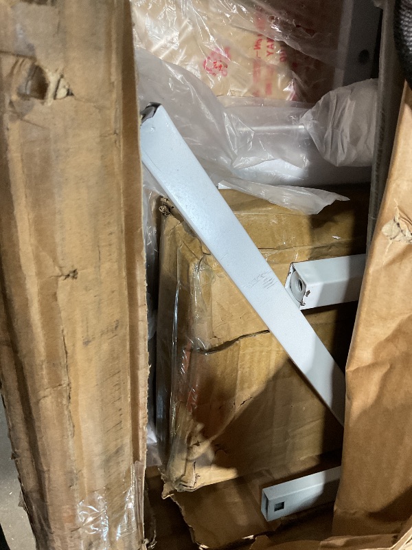 Photo 1 of **SCRAPES FROM TRANSPORT ** Jocoevol Twin Size Loft Bed with L-Shaped Desk, LED Lights,Charging Station, IndustrialHeavy Duty Metal Loft Bed Frame with 3 Storage Shelves and 3 Fabric Drawers, Safety Guard & Ladder, White