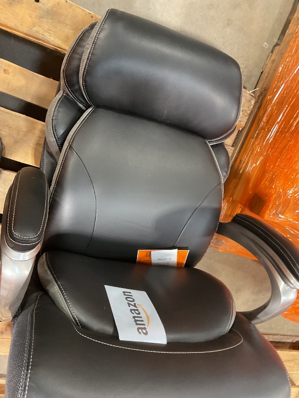Photo 1 of **DIRT**Serta Jackson Big and Tall Executive Home Office Chair with Smart Layers Technology, Wide Seat Cushion, Modern Comfy DeskChairs with Rolling Swivel Wheels, Bonded Leather, Black