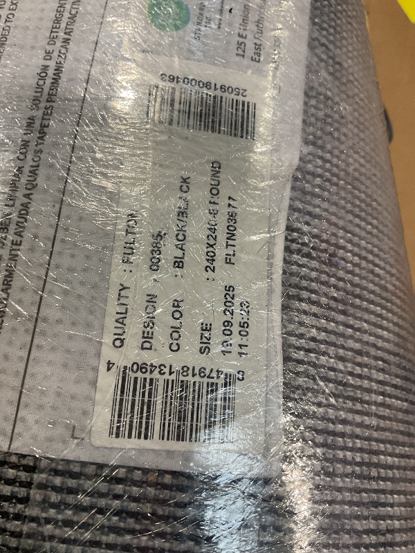 Photo 1 of **DIRT**Rugshop Bohemian Stripe Stain Resistant High Traffic Living Room Kitchen Bedroom Dining Home Office Round Area Rug 8' Black