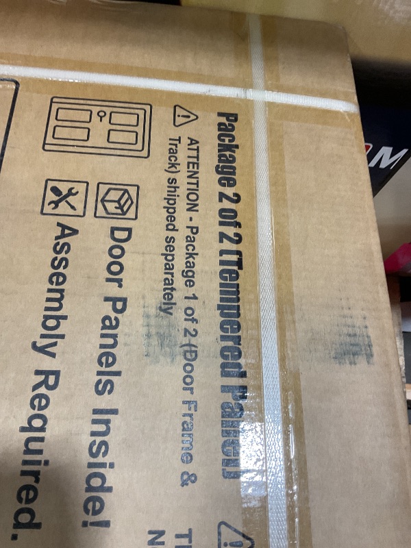 Photo 1 of ** JUST THE GLASS PANNELS*   SMARTSTANDARD Sliding Closet Door 128x80(Double 64") Inch, Bypass Frosted Glass 3-Lite,Hardware Kit with Handles Included,Easy to Assemble MDF Door for Bedroom with Scratch-Resistant PVC, White