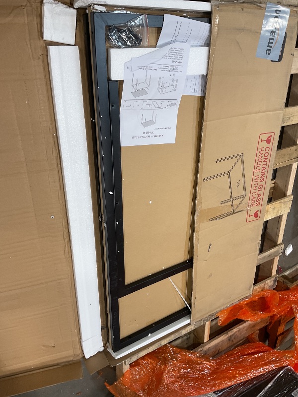 Photo 1 of **TABLE ONLY**FDW | Dining Table Set for 4 | 5-Piece Glass Black Dining Table | Kitchen Table with 4 Upholstered Chairs and Faux Leather Cushions | Space-Saving and Modern Design | for Dining Room, Easy to Assemble