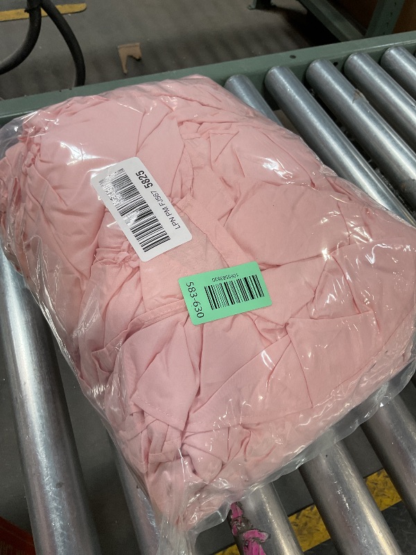 Photo 1 of **DIRT**HOMBYS 4 Pieces Pink Princess Toddler Bedding Set for Girls Kids, Ultra Soft Blush Pinch Pleat Comforter Set with Ruffles for All Season