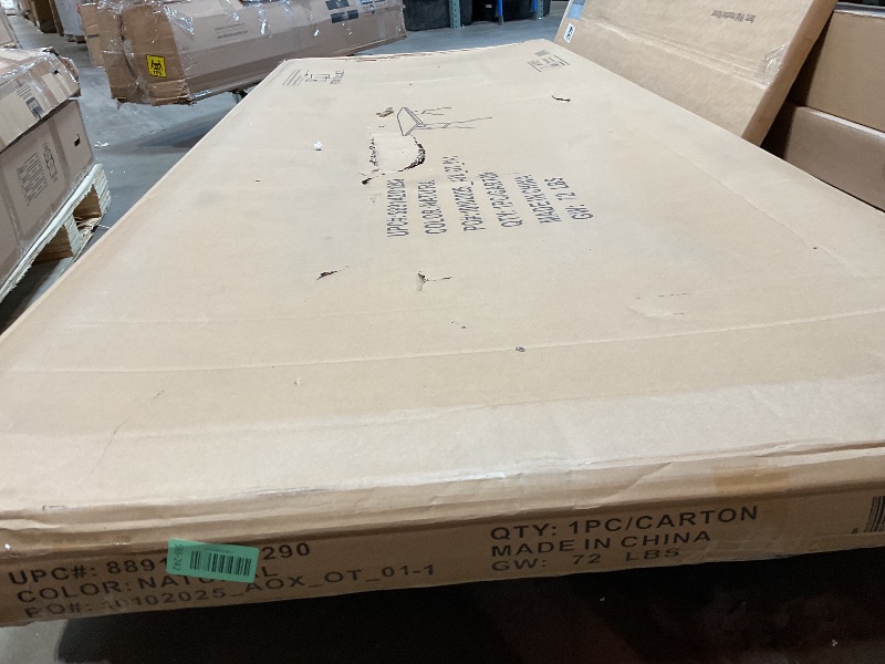 Photo 1 of **SCRAPE DAMAGE ON CORNERS**Flash Furniture Fielder 8' Rectangular All-Occasion Wood Folding Event Table, Foldable Portable Banquet Table with Wooden Top, Natural/Black