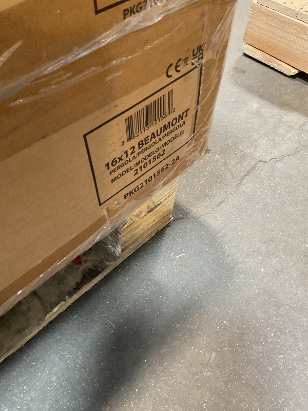 Photo 1 of **4 BOXES.  SCRAPE DAMAGE**Backyard Discovery Beaumont 16' x 12' Traditional Cedar Wood Pergola Kit with Trellis Roof, All-Season Durability, High-Wind Rating, PowerPort, Shade for Outdoor Patio, Deck, Garden, and Entertaining