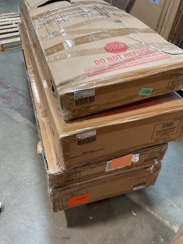 Photo 1 of **4 BOXES.  SCRAPE DAMAGE**Backyard Discovery Beaumont 16' x 12' Traditional Cedar Wood Pergola Kit with Trellis Roof, All-Season Durability, High-Wind Rating, PowerPort, Shade for Outdoor Patio, Deck, Garden, and Entertaining