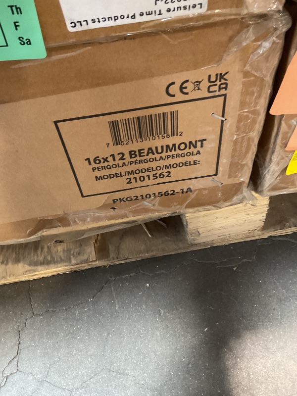 Photo 1 of **4 BOXES.  SCRAPE DAMAGE**Backyard Discovery Beaumont 16' x 12' Traditional Cedar Wood Pergola Kit with Trellis Roof, All-Season Durability, High-Wind Rating, PowerPort, Shade for Outdoor Patio, Deck, Garden, and Entertaining