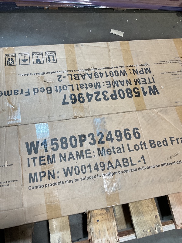 Photo 1 of **2 BOXES**Bellemave Queen Loft Bed with Desk & Wardrobe, Heavy Duty Metal Loft Beds Frame with Storage Stairs, LED Loft Bed Queen Size with Charging Station & Safety Guardrails, Dark Wood Grain