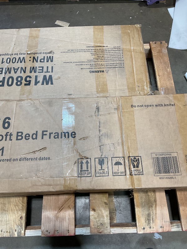 Photo 1 of **2 BOXES**Bellemave Queen Loft Bed with Desk & Wardrobe, Heavy Duty Metal Loft Beds Frame with Storage Stairs, LED Loft Bed Queen Size with Charging Station & Safety Guardrails, Dark Wood Grain