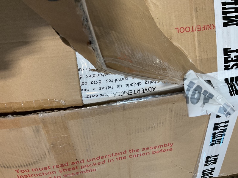 Photo 1 of **3 BOXES**4 Pieces Outdoor Sofa Set 4-Person Patio Seating Group Outdoor Conversation Set with Cushions and a Coffee Table for Patios, Gardens, or Balcony, Teak Finish +White Cushion