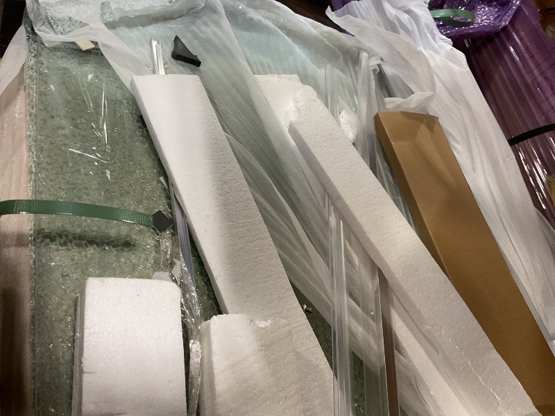 Photo 1 of **SELLING FOR PARTS AS PARTIAL SET. ONE DOOR IS SHATTERED**Shower Door,56"-60" W X 72" H Sliding Frameless Glass Shower Door,5/16"(8mm) Clear SGCC Tempered Glass with Explosion-Proof Film and Nano Coating,Stainless Steel Hardware,Silver