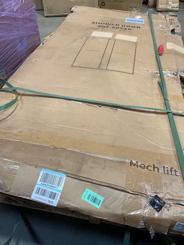 Photo 1 of **SELLING FOR PARTS AS PARTIAL SET. ONE DOOR IS SHATTERED**Shower Door,56"-60" W X 72" H Sliding Frameless Glass Shower Door,5/16"(8mm) Clear SGCC Tempered Glass with Explosion-Proof Film and Nano Coating,Stainless Steel Hardware,Silver