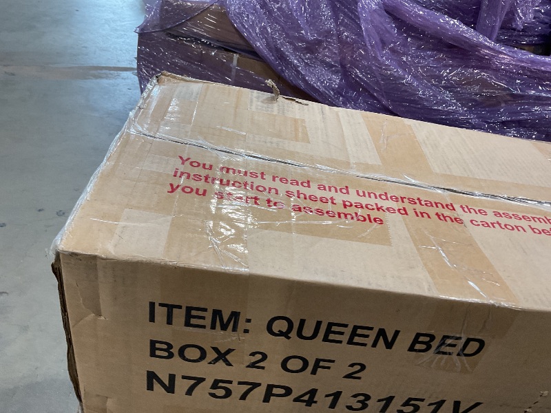 Photo 1 of **SELLING FOR PARTS AS PARTIAL SET. ONE BOX OF TWO**Merax Queen Size Velvet Fabric Upholstered Platform Bed with Curved Shaped Headboard, Wood Bed Frame with Solid Round Legs for Kids Teens Adults, Olive Green