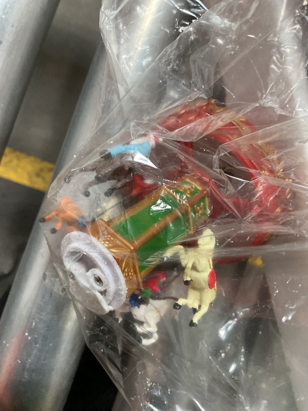 Photo 1 of **MAJOR DAMAGE. SELLING FOR PARTS**CBAXEAXM Animated Christmas Village Scene with LED Lights & Music Battery Operated Resin Christmas Building Collectibles Figurines with Rotating Train Carousel Gifts Festive Holiday Tabletop Decor