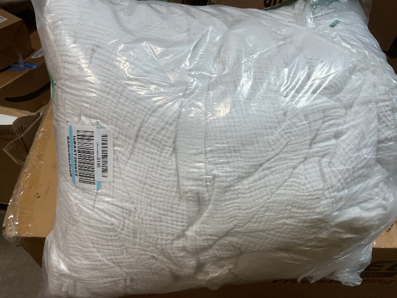 Photo 1 of **DIRT**David's Home Cotton Muslin Comforter Set Queen Size, Soft Lightweight Breathable Cozy Skin-Friendly, 3PCS Linen Like Gauze Bedding with Pillow Shams, Aesthetics Home Decor & Giftable, White