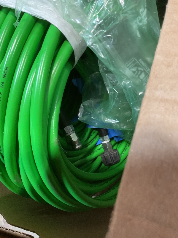 View 2 of **HOSE ONLY**Sewer Jetter Kit for Pressure Washer,Water Jet Drain Cleaning Hose with Corner Rotating Button Spring Nose 1/4" NPT Sewer Cleaning Tool High-Pressure Nozzles,5800 PSI 200 FT