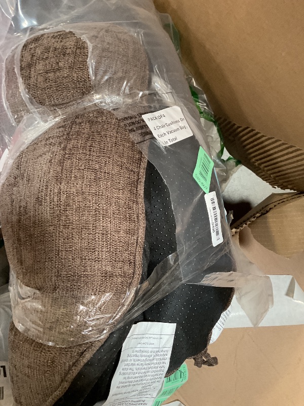 Photo 1 of **DIRT FROM TRANSPORT **IPYNBAP Chair Cushions for Dining Chairs Set of 4, Kitchen Chair Cushions, Chair Pads with Ties and Non Slip Backing, Tufted Memory Foam Seat Cushion 4 Pack, 18" x 18" x 4", Brown