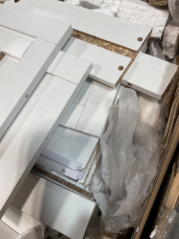 Photo 1 of **SELLING FOR PARTS. MAJOR DAMAGE**HOMCOM 72.5" Kitchen Pantry Cabinet, Traditional Freestanding Storage Cabinet with 4 Doors, Drawer and 3 Adjustable Shelves for Dining Room, White Wood Grain