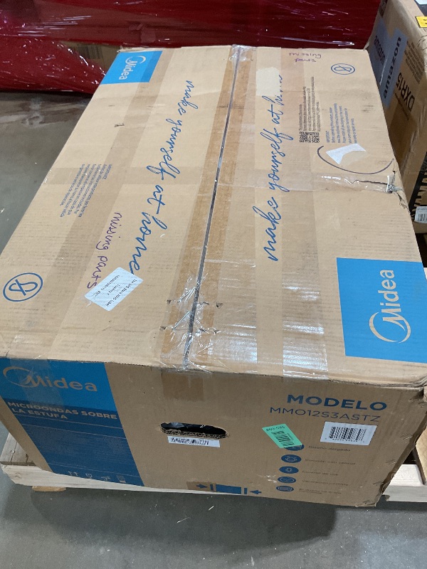 Photo 1 of **MISSING ROUND GLASS TRAY**Midea MMO12S3ASTZ Over the Range Microwave Oven, 1.2 Cu.ft Slim Microwaves with Sensor Cook, Stainless Steel Microwaves, 1000W heating power with 400CMF vent fan