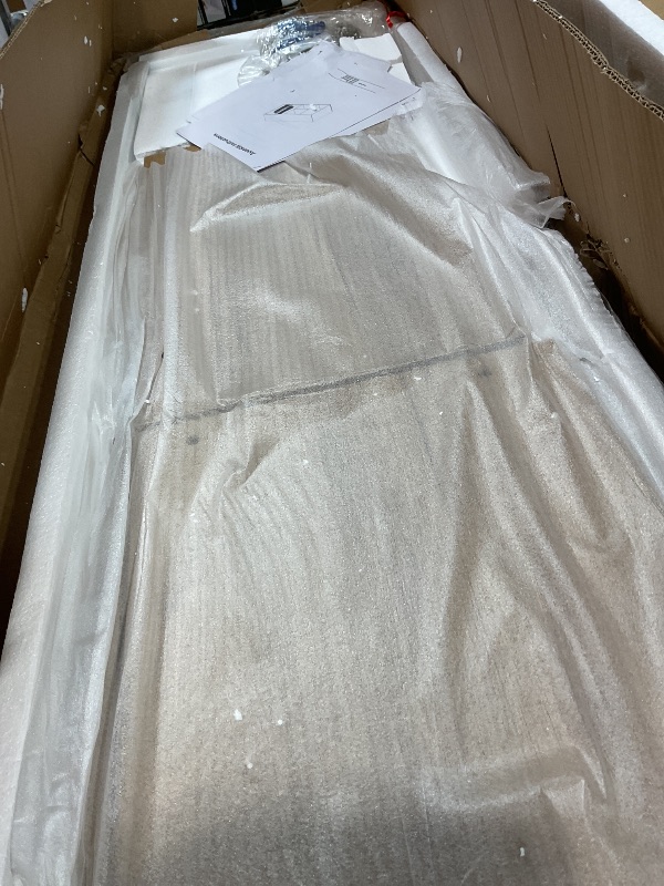 Photo 1 of *** POSSIBLY FOR PARTS/ PARTIAL SET/ MISSING ASSEMBLY PIECES*** Tribesigns 74.8 Inch Executive Desk, Large Office Desk with Cabinet, L Shaped Computer Desk with Shelves and CPU Storage, Modern Home Office Desks Business Furniture Workstation Set, White a