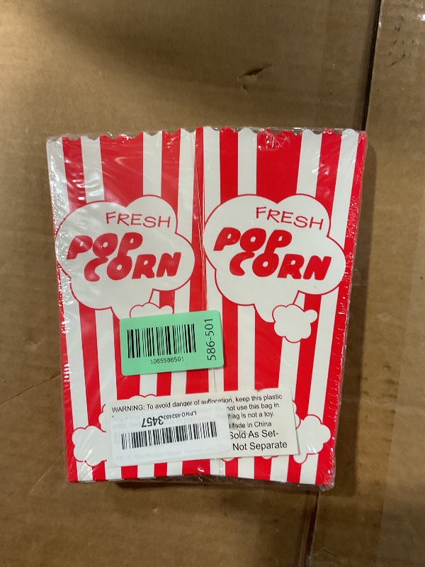 Photo 1 of 15 Movie Night Popcorn Paper Boxes Buckets 7.75 Inches Tall Large & Holds 46 Oz Old Fashion Vintage Retro Party Design Red & White Colored Nostalgic Carnival Stripes Bags & Tubs various qty avail