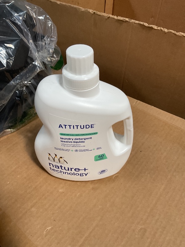 Photo 1 of *** PARTIAL SET / ABOUT LESS THAN HALF FULL*** ATTITUDE Liquid Laundry Detergent, EWG Verified, HE Compatible, Plant-Based & Vegan, Natural Laundry Soap, Mountain Fresh Scent, 40 Loads, 67.6 Fl Oz
