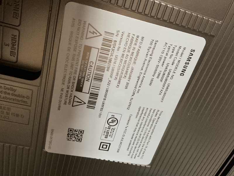 Photo 1 of *** MISSING STAND AND MOUNTING PARTS ***Samsung 65-Inch Class Crystal UHD U8000F 4K Smart TV (2025 Model) Endless Free Content, Crystal Processor 4K, MetalStream Design, Knox Security, Alexa Built-in