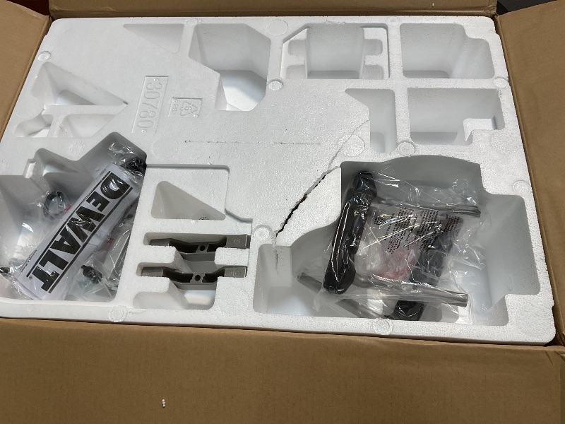 Photo 1 of ***missing parts
DEWALT Miter Saw, 12-inch Double Bevel Sliding Compound Miter Saw with XPS LED Shadow Light System, Includes Blade Wrench, Material Clamp and Dust Bag (DWS780)