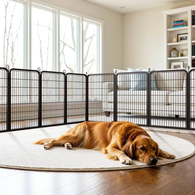 Photo 1 of ** PHOTO FOR REFERENCE ** Metal Dog Playpen Indoor -Sturdy & Easy Cleaning, Transparent Puppy Playpen for Small and Medium Dogs ( BLACK)