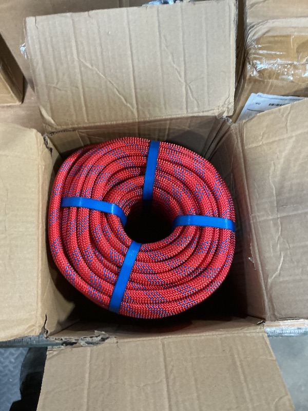 Photo 1 of 150Ft 1/2 Inch Heavy Duty Climbing Rope - for Tree Swing, Pulling, Outdoor & Gym Use (Red)