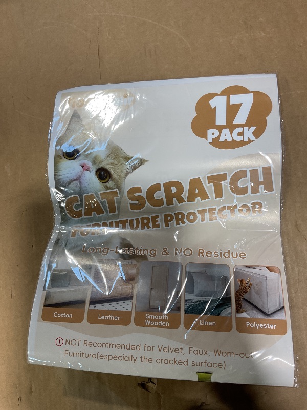 Photo 1 of 17Pack- Anti Cat Scratch Furniture Protector, Clear Couch Protector from Cat Claws, Pet Deterrent for Sofa Wall Door Bed, Single Sided Self Adhesive Easy Apply, Heavy Duty- with 50 Twist Pins
