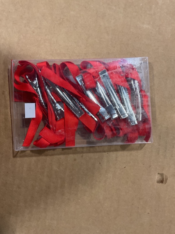 Photo 1 of Ayesha Red Coquette Bows Clips - 10PCS Mini Hair Ribbons and Claw Clips for Women, Girls, Toddlers with Thick or Fine Hair
