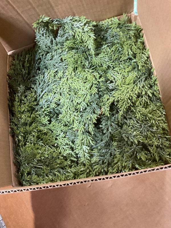 Photo 1 of 2 Pcs Christmas Norfolk Pine Garlands, 6 Ft Double Color Real Touch Artificial Cedar Garland, Faux Pine Cypress Greenery Garland Ornaments for Mantle Fireplace Table Indoor Outdoor Xmas Decoration