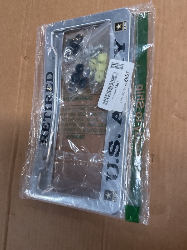 Photo 1 of 2 PCS for US Army Retired License Plate Frames,Matte Black Aluminum Veteran License Plate Holder License Plate