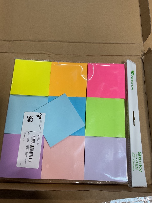Photo 1 of (18 Pads) Sticky Notes 3x3 inch, Self-Stick Pads Bright Colors Sticky Note, Recyclable, Easy to Post for Home, Office, Notebook
