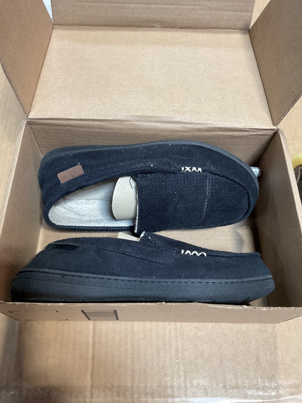 Photo 1 of HomeTop Men's Classic Moccasin Slippers Comfy Memory Foam Indoor House Shoes Black,11 US