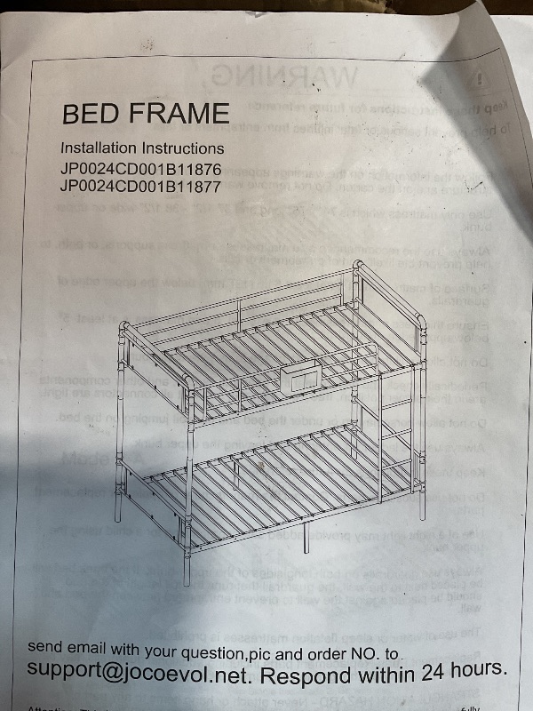 Photo 1 of *** USED, BOX 2 ONLY***Jocoevol Metal Bunk Bed Twin Over Twin, Industrial Bunkbeds Heavy Duty Bed with Safety Guard Rails and Space-Saving Design, Steel Bed for School, Bedroom (Vintage Brown)