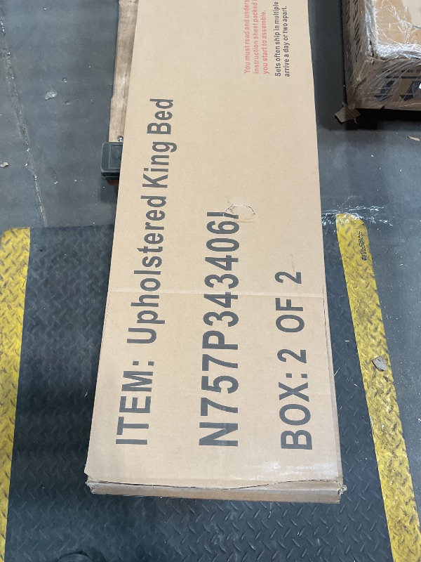 Photo 1 of *** BOX 2 ONLY ***Christopher Knight Home Lanet Linen Upholstered King Size Bed Frame with Headboard, Modern King Bed Frame and Headboard, Wooden Slats Support, Easy Assembly, No Box Spring Needed, Beige