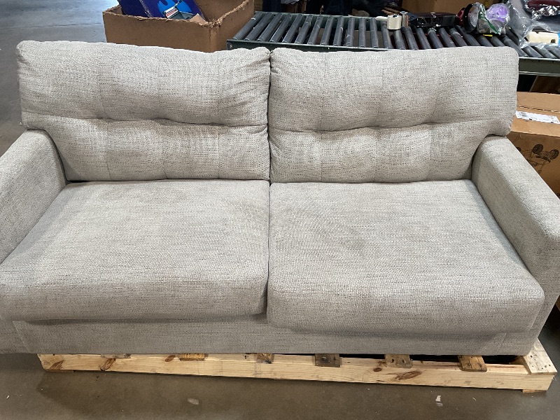 Photo 1 of *** USED, DIRTY FROM TRANSPORT, DAMAGED***Signature Design by Ashley Mahoney Contemporary 2-in-1 Tufted Sofa Sleeper with Folding Gel Memory Foam Mattress, Full, Beige