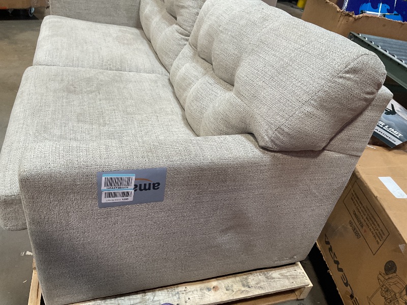 Photo 1 of *** USED, DIRTY FROM TRANSPORT, DAMAGED***Signature Design by Ashley Mahoney Contemporary 2-in-1 Tufted Sofa Sleeper with Folding Gel Memory Foam Mattress, Full, Beige