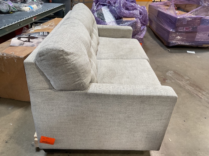 Photo 1 of *** USED, DIRTY FROM TRANSPORT, DAMAGED***Signature Design by Ashley Mahoney Contemporary 2-in-1 Tufted Sofa Sleeper with Folding Gel Memory Foam Mattress, Full, Beige