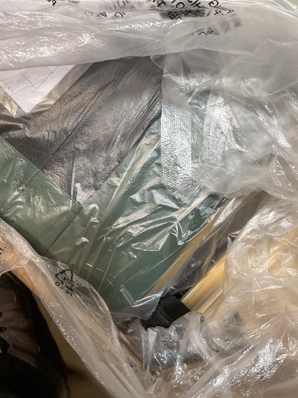 Photo 1 of **SELLING FOR PARTS AS PARTIAL SET. ONE BOX OF TWO**Christopher Knight Home Svanta King Size Upholstered Bed Frame, Modern Faux Leather Bed Frame with Wingback Headboard, Upholstered Platform Bed with Wavy Footboard, No Spring Box Needed, Dark Green