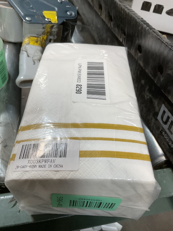 Photo 1 of 100 Pcs White and Gold napkins, Dinner Paper Napkins Disposable Hand Towels for Bathroom, Soft, Absorbent, Gold Party Wedding Napkins for Kitchen, Parties, Dinners or Events (Yellow, 100)