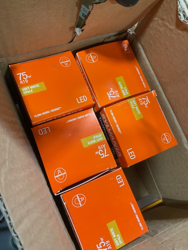 Photo 1 of **SET OF 5** Sylvania LED TruWave Natural Series A19 Light Bulb, 75W Equivalent, Efficient 11W, 1100 Lumens, Medium Base, Dimmable, Frosted, 2700K, Soft White - 6 Pack (40818)